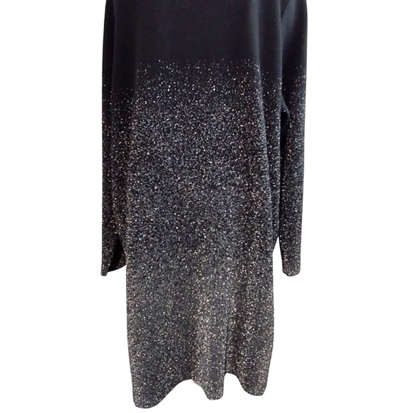 Black Metallic Silver Shimmer Long Cardigan Star Dust Ombre Sparkle - Picture 7 of 13